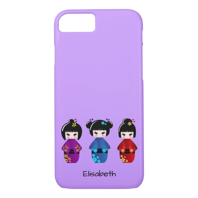 Niedlicher kokeshi Puppen-Cartoonname Case-Mate iPhone Hülle (Rückseite)