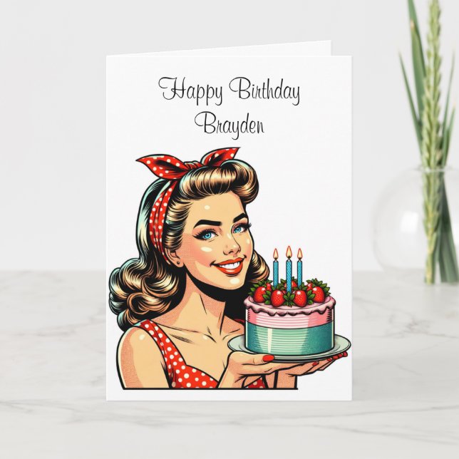 Niedlicher Koketter Pinup Girl Geburtstag für Ihn Karte (Vorderseite)