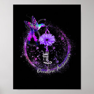 Niedlicher Kolibri hält lila Band Überdosis Erw Poster