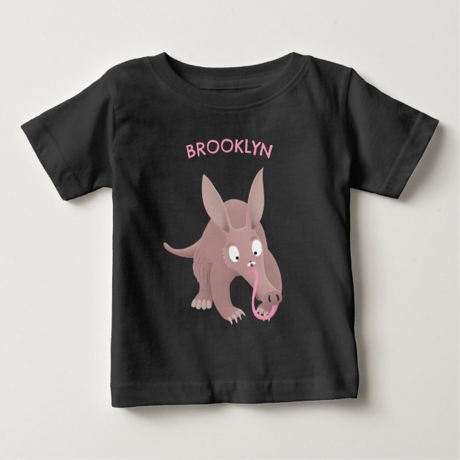 Niedlicher komischer Aardvark-Cartoon Baby T-shirt (Vorderseite)