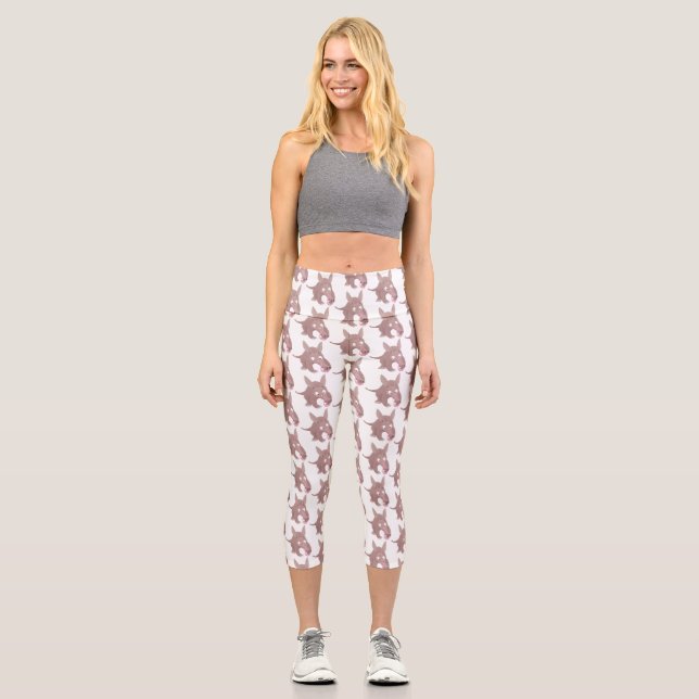 Niedlicher komischer Aardvark-Cartoon Capri Leggings (Vorderseite)