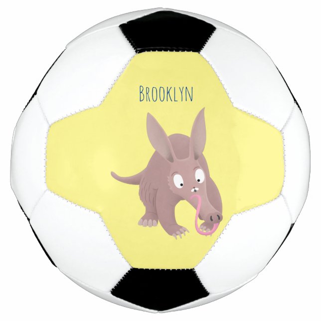 Niedlicher komischer Aardvark-Cartoon Fußball (Vorderseite)