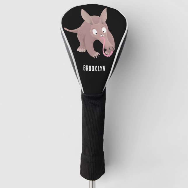 Niedlicher komischer Aardvark-Cartoon Golf Headcover (Vorderseite)