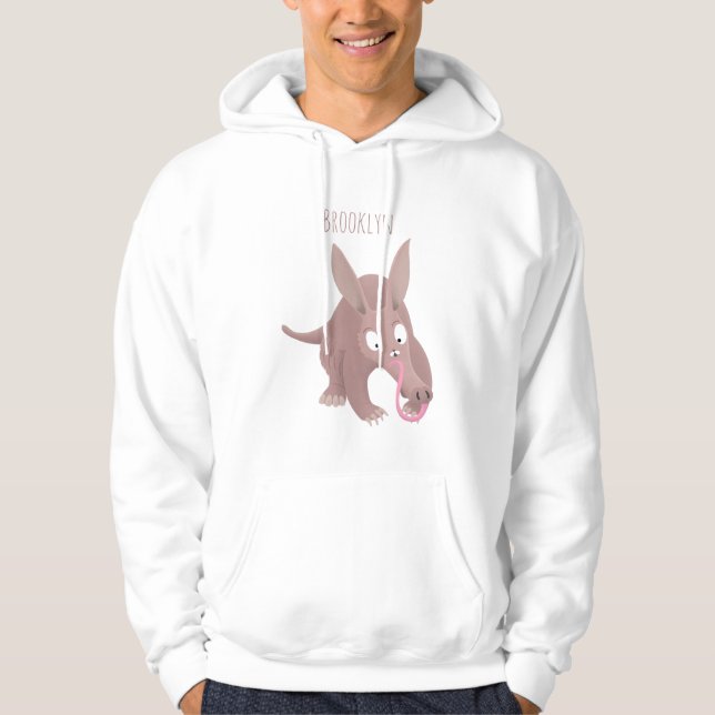Niedlicher komischer Aardvark-Cartoon Hoodie (Vorderseite)