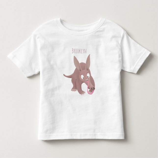 Niedlicher komischer Aardvark-Cartoon Kleinkind T-shirt (Vorderseite)