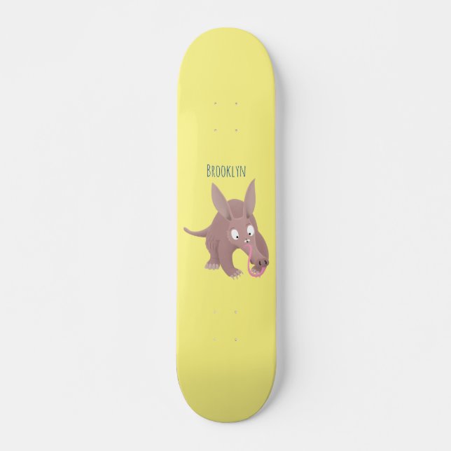 Niedlicher komischer Aardvark-Cartoon Skateboard (Vorne)