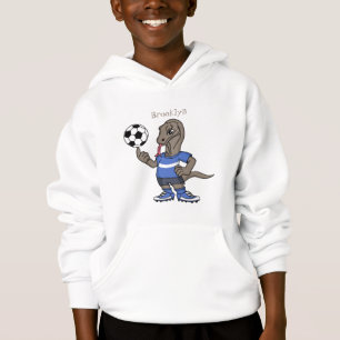 Niedlicher Komodo-Drache beim Fußballspielen Carto Hoodie