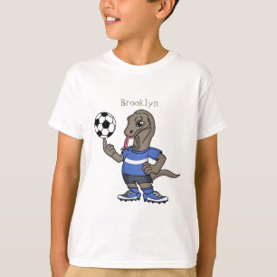 Niedlicher Komodo-Drache beim Fußballspielen Carto T-Shirt