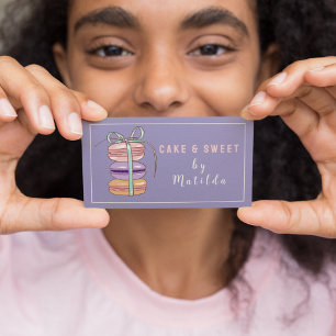 Niedlicher Konditorei Koch Macaroons Bäckerei Lila Visitenkarte