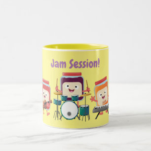 Niedlicher Konfitüre Cartoon Musiker Spaß Zweifarbige Tasse