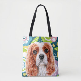 Niedlicher König Charles Spaniel farbenfrohe Blume