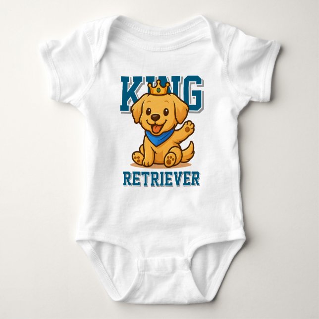 Niedlicher König Golden Retriever Unisex Mann Frau Baby Strampler (Vorderseite)