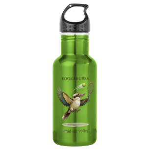 Niedlicher Kookaburra beim Tennis-Volley in der Lu Edelstahlflasche