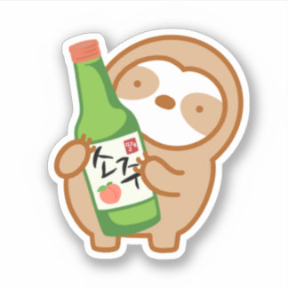Niedlicher koreanischer Peach Soju Sloth Sticker