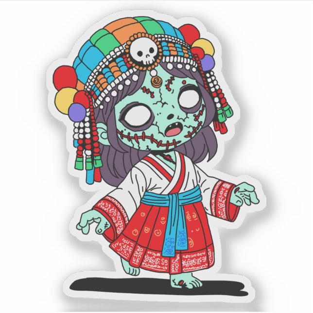 Niedlicher koreanischer Zombie Aufkleber (Vorderseite)
