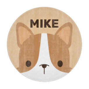 Niedlicher Korgi-Hund mit Personalisiertem Namen Schneidebrett