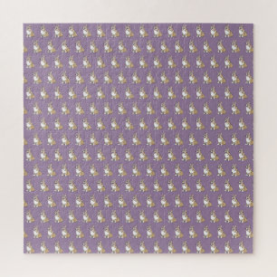 Niedlicher Korgi-Hund-Muster Violet-Hintergrund Puzzle