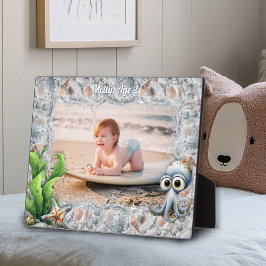 Niedlicher Krake und Muscheln Bilderrahmen für Kin Fotoplatte