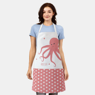 Niedlicher Kraken Herpink Weiße Bezeichnung Tier Schürze