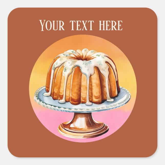 Niedlicher Kuchen mit Backwürfeln Quadratischer Aufkleber (Vorderseite)