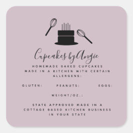 Niedlicher Kuchen Whisky Food Business Black Pink Quadratischer Aufkleber