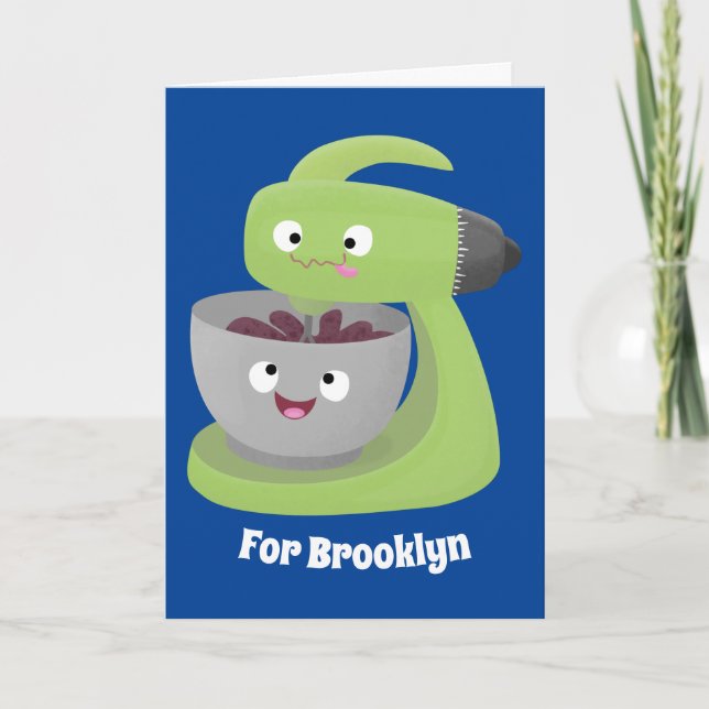 Niedlicher Kuchenmischer Cartoon Karte (Vorderseite)