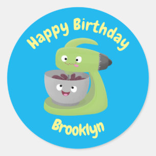 Niedlicher Kuchenmischer Cartoon Klassiker Runder Aufkleber