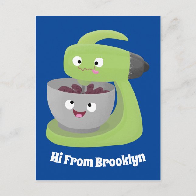 Niedlicher Kuchenmischer Cartoon Postkarte (Vorderseite)