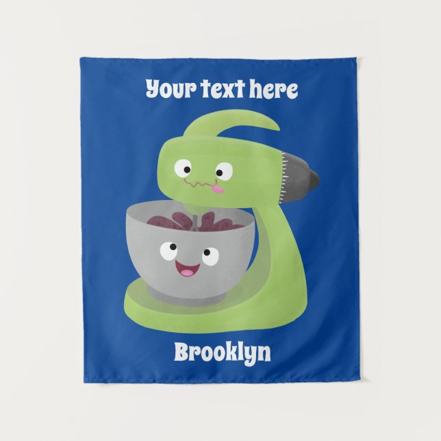 Niedlicher Kuchenmischer Cartoon Wandteppich (Vorderseite)