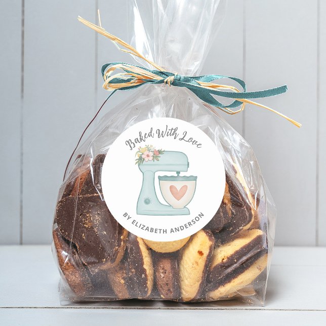 Niedlicher Kuchenmischer gebacken mit Liebe Classi Runder Aufkleber (Von Creator hochgeladen)