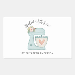 Niedlicher Kuchenmischer gebacken mit Liebe rechte Rechteckiger Aufkleber