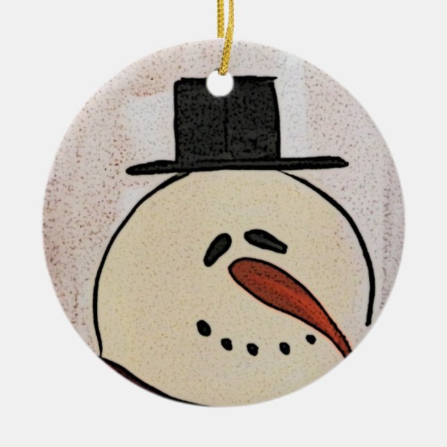 Niedlicher Kunstschneemann Keramik Ornament (Vorne)