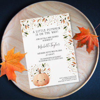 Niedlicher Kürbis auf die Way Fall Babydusche Einladung