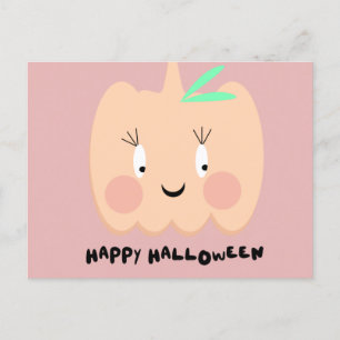 Niedlicher Kürbis Blushing Lettering Happy Hallowe Postkarte