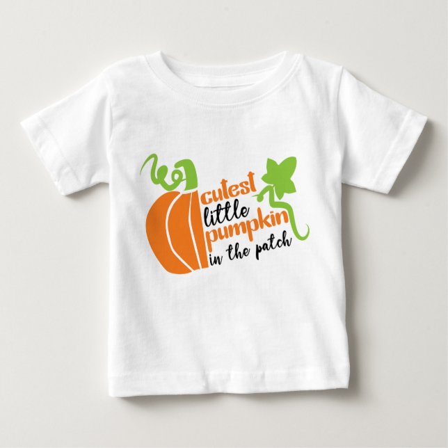 Niedlicher Kürbis im Patchherbst Baby T-shirt (Vorderseite)