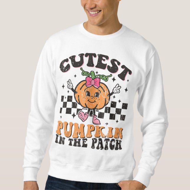 Niedlicher Kürbis in das Patchwitschern Halloween  Sweatshirt (Vorderseite)