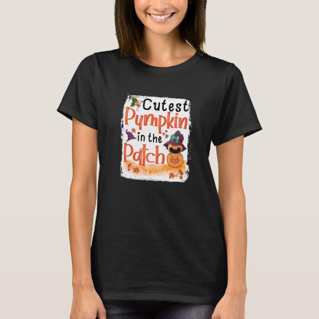 Niedlicher Kürbis in den Patch Funny Fall Premium T-Shirt (Vorderseite)