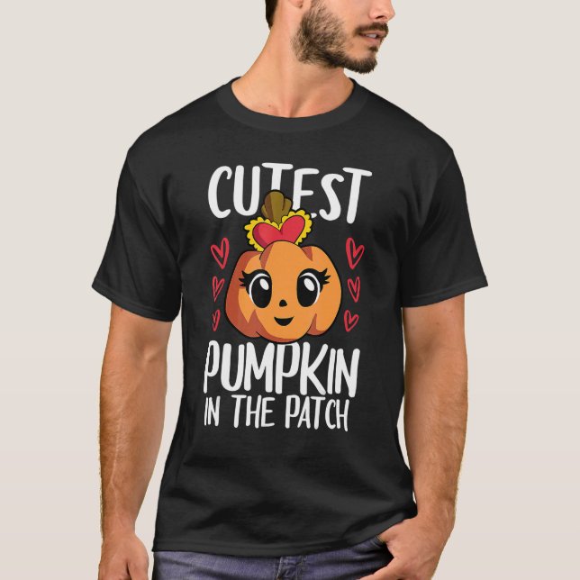Niedlicher Kürbis in die Patchkid-Girls Halloween T-Shirt (Vorderseite)