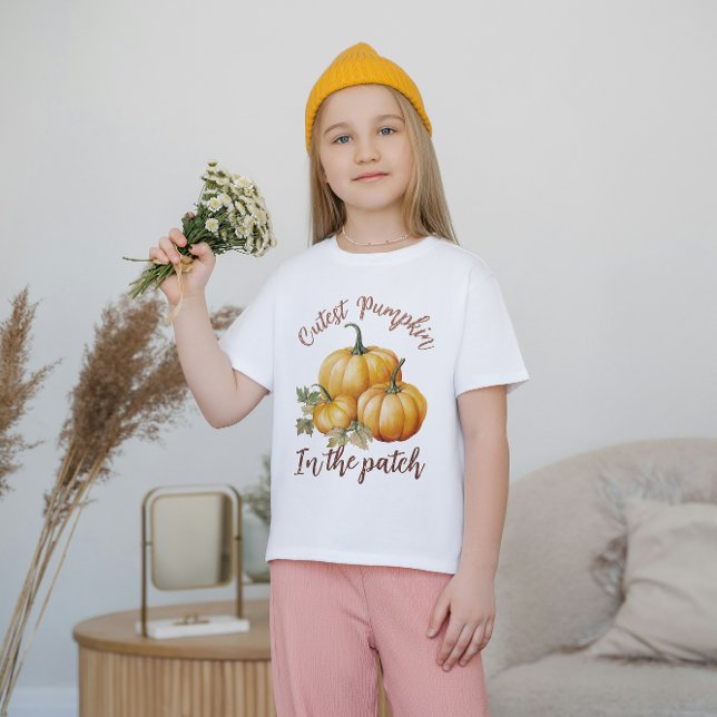 Niedlicher Kürbis in die Patsche, Herbst-Kinder T-Shirt (Von Creator hochgeladen)