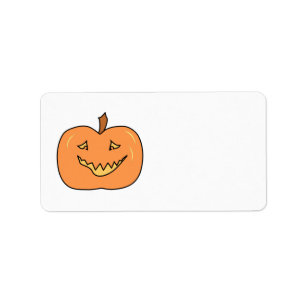 Niedlicher Kürbis, lächelnd. Halloween Adressaufkleber