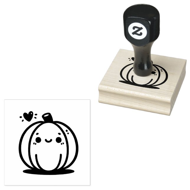 Niedlicher Kürbis mit Herz Gummistempel (Stempel)