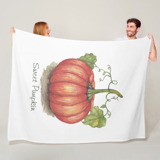 Niedlicher Kürbis mit Weinbergen in Wasserfarbe Fleecedecke (Beispiel)