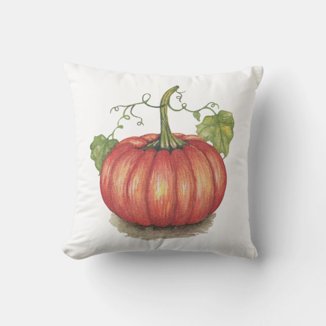 Niedlicher Kürbis mit Weinbergen in Wasserfarbe Kissen (Vorderseite)