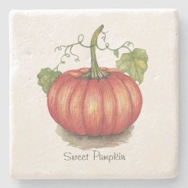 Niedlicher Kürbis mit Weinbergen in Wasserfarbe Steinuntersetzer