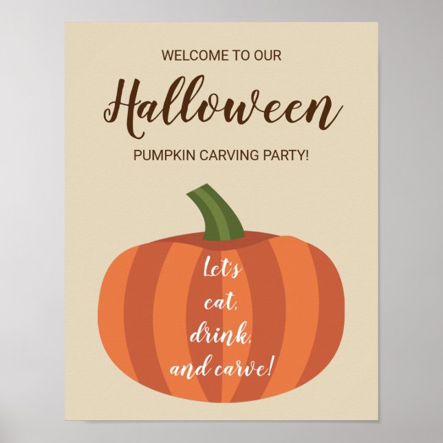 Niedlicher Kürbis Willkommen im Halloween Carving  Poster (Vorne)