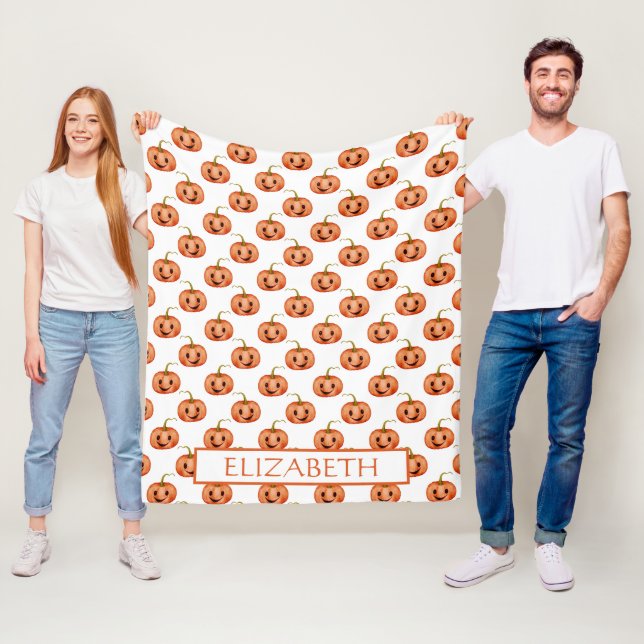 Niedlicher KürbisHalloween Custom Fleecedecke (Beispiel)