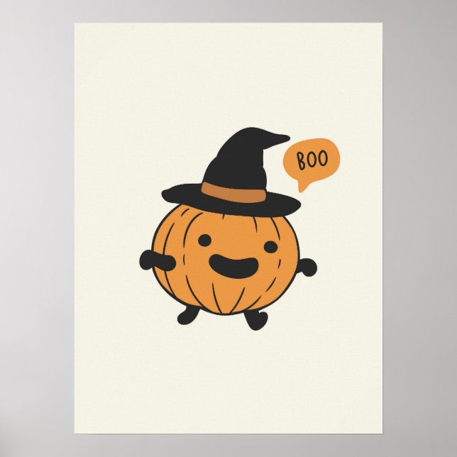 Niedlicher KürbisHalloween Retro Fall Art Print Poster (Vorne)
