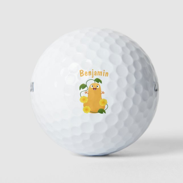 Niedlicher Kürbiskürbis Cartoon Golfball (Vorderseite)