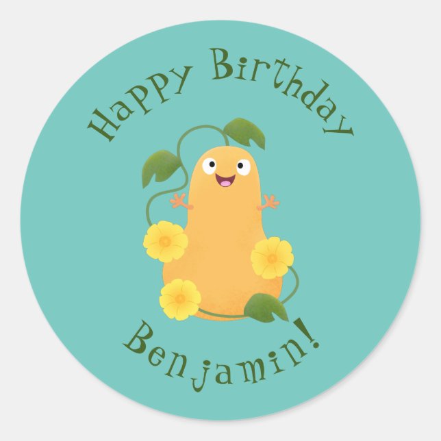 Niedlicher Kürbiskürbis Cartoon Runder Aufkleber (Vorderseite)