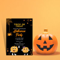 niedlicher Kürbistrick oder Halloween-Party-Zeit